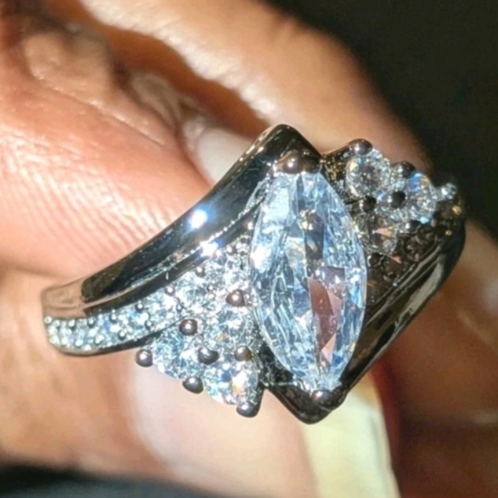 3ct Marquise Cut Lab Created Diamond 14k White Gold Plated Ring